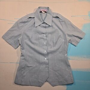 VTG 1994 Citadel Womens 10 Tall Short Slv Military Shirt Poly Wool Single Stitch